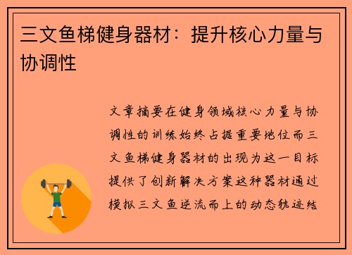 三文鱼梯健身器材：提升核心力量与协调性